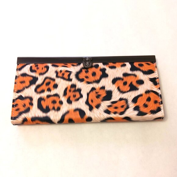 NWOT Quality Faux Leather Orange Black Wallets for Women with Multiple Card Slot - Picture 1 of 3